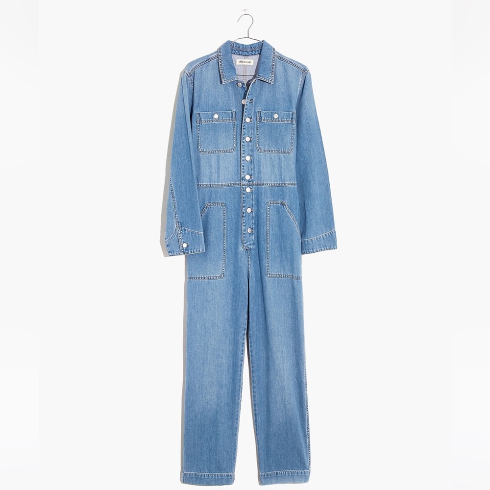 Madewell Denim Tie-waist Button-up Jumpsuit